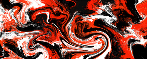 Intense red black marble texture displays chaotic fluid wave. This bold pattern is a dynamic background for energetic marketing
