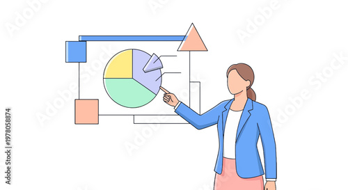 Woman pointing at business chart graph.