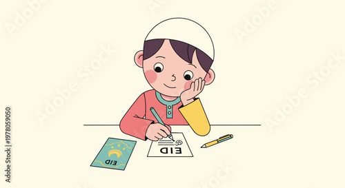 Young girl writing on paper.