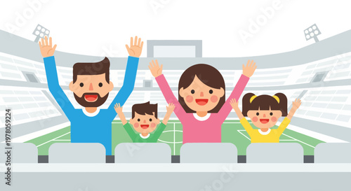 Family Cheering At Sports Event Together.