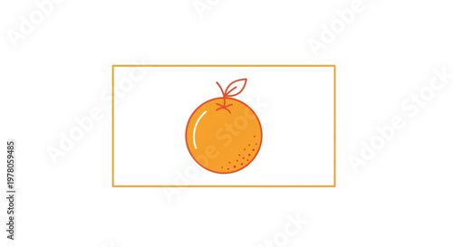Vibrant Orange Fruit with Leaf, Simple Flat Illustration