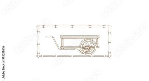 Vintage Handcart with Bamboo Frame, Traditional Transportation