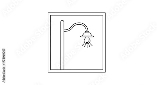 Street Lamp Icon, Outdoor Lighting, Simple Line Art, Urban Element