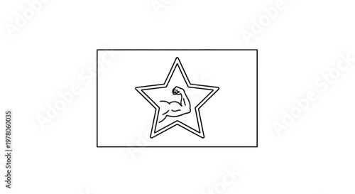 Strong Bicep Muscle Inside Star Emblem - Fitness and Strength Symbol