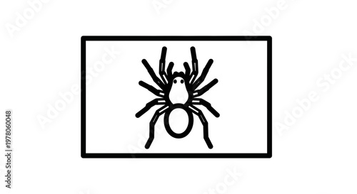 Stylized Black and White Spider Icon on White Background