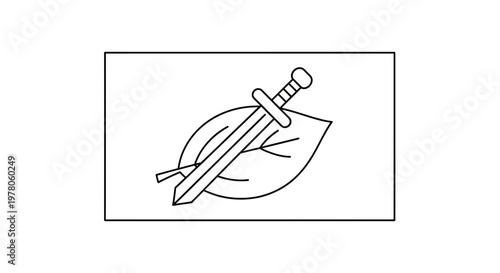 Sword and Leaf Icon: Symbol of Nature's Strength and Resilience