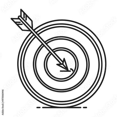 Target with arrow hitting bullseye precision marksmanship symbol
