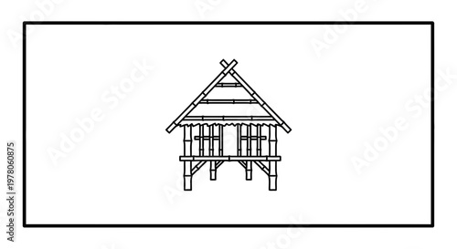 Simple Bamboo Hut on Stilts, Traditional Asian Architecture, Minimalist Design