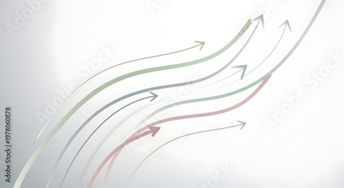 Ten thin curved arrows in soft pastel colors on white background