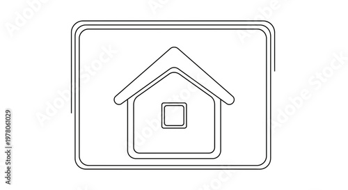 Simple House Icon Outline, Minimalist Home Symbol, Real Estate Concept