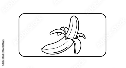 Peeled Banana Outline Icon, Simple Line Art Fruit Illustration