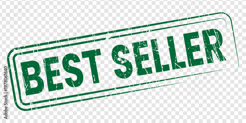 Best seller green grunge rubber stamp vector illustration on transparent background PNG
