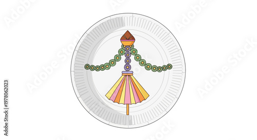Colorful decorative plate with dress design.