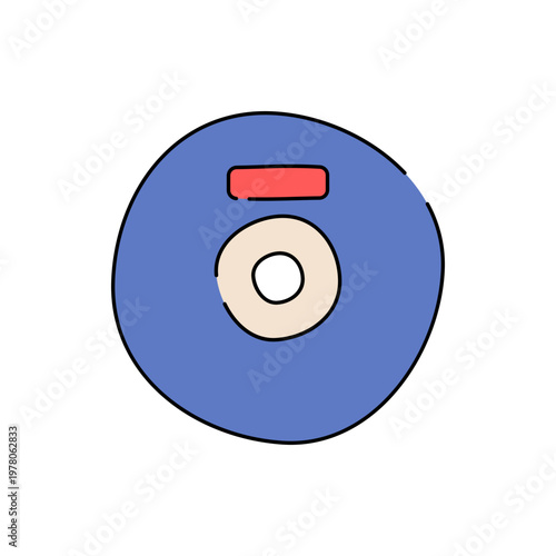 Compact Disc Flat design style, round disc for media storage, symbolizing digital content, ideal for multimedia and technology visuals 