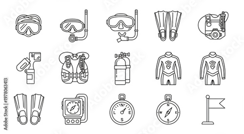 Scuba diving equipment collection, essential gear for underwater exploration and adventure.