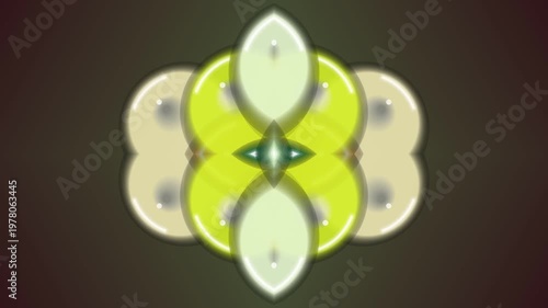 Abstract Glowing Symmetrical Geometric Pattern in Yellow and White