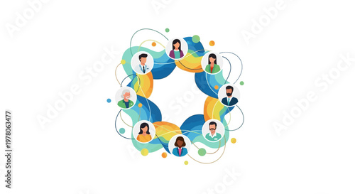 Εκτύπωση καμβά Diverse characters in a vector illustration symbolize unity and harmony, depicti
