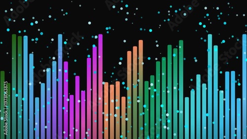 Colorful Digital Audio Spectrum Visualizer with Particle Effects