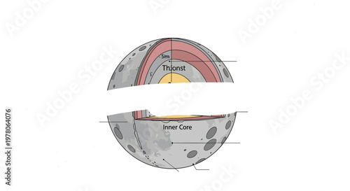 Educational diagram showing the inner layers of a planetary body including the core and mantle with descriptive labels.
