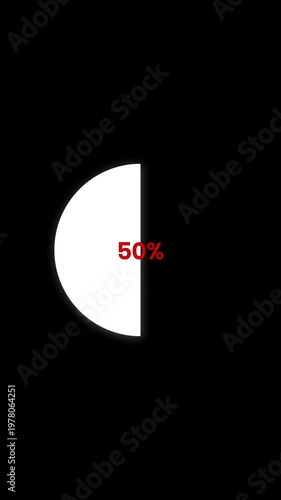 Radial progress bar loading from 0 to 100 percent veticle