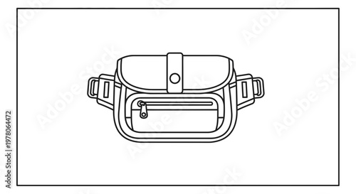 Minimalist Line Art Illustration of a Modern Fanny Pack or Waist Bag