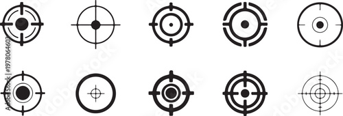 target bullseye and crosshair icons black circular reticle set