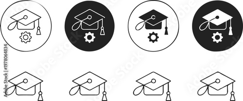 education badge mortarboard and cogwheel emblem for learning