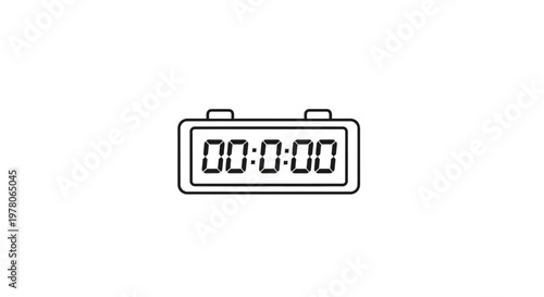 Digital Timer Displaying Zero Time, Countdown Clock Icon, Isolated on White Background