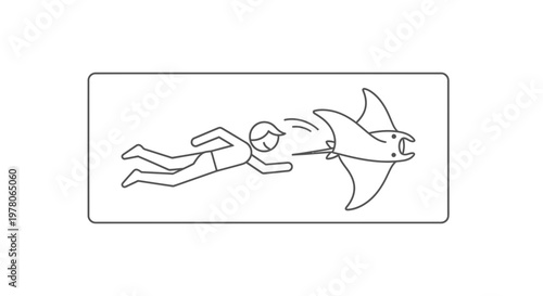 Diver swimming with a manta ray in clear blue water, underwater adventure