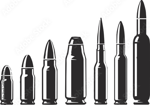bullet cartridge size comparison silhouettes ascending calibers