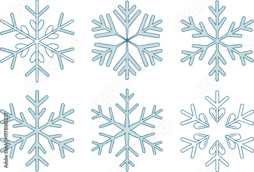 snowflake icons editable outline shapes for winter design use