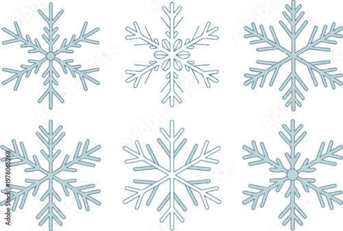 snowflake vector collection line art hexagon patterns