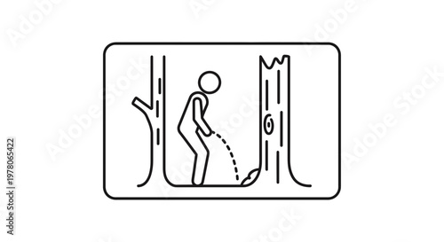 Man urinating in forest, nature, outdoor, public urination, discreet, illegal, environmental issue