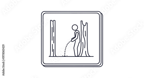 Man urinating in nature, discreet outdoor toilet symbol, nature toilet icon