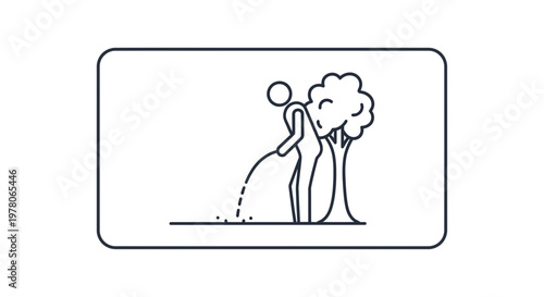 Man Urinating Near Tree in Nature - Outdoor Activity, Nature, Unconventional Behavior