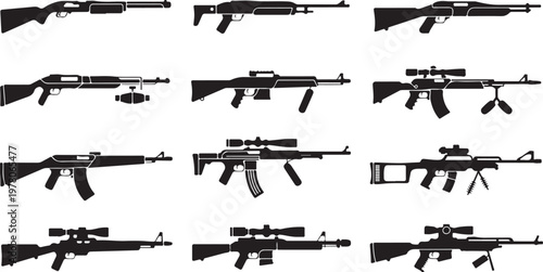 rifle types firearm silhouette vector layout