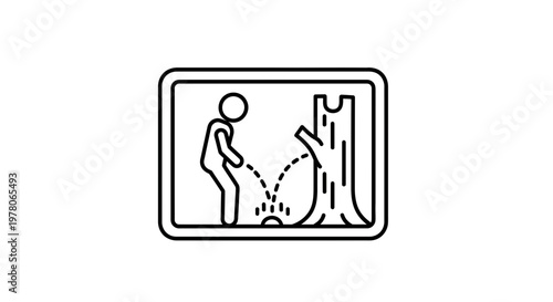 Man urinating on a tree, public urination icon, outdoor toilet symbol