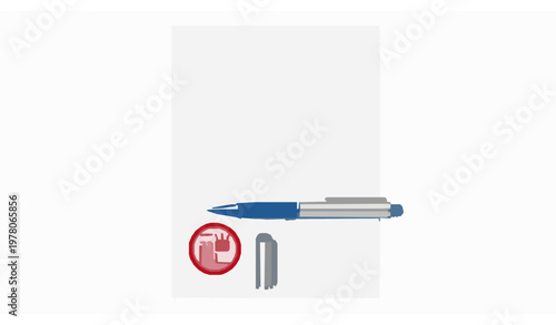 Letter of attorney with pen and hanko vector illustration
