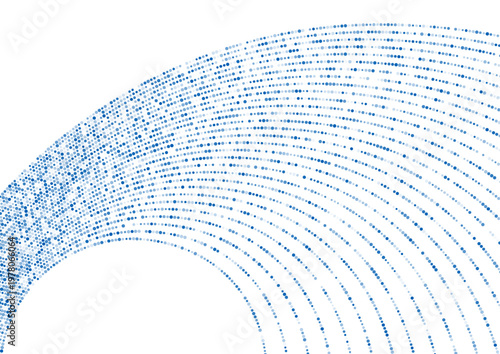 Bright blue minimal circular dotted lines abstract background. Geometric halftone concept vector design