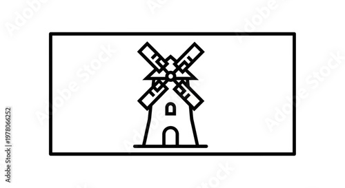 Iconic Windmill Silhouette: Dutch Heritage and Rural Charm