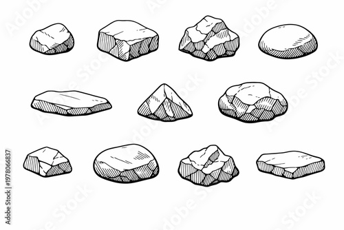 Photos Colección de piedras en tinta