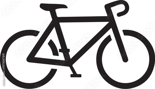 Black bicycle icon, road bike symbol, cycling vector, minimalist design