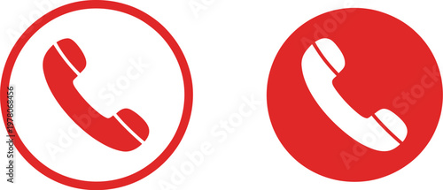 Red telephone icons, minimalist black and red vector icons depicting phone, call, and communication symbols on contrasting backgrounds for UI and graphic design.