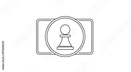Chess Pawn Icon on Rectangle Background