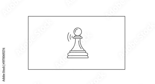 Chess Pawn Icon with Sound Waves, Strategy Game Piece, Digital Notification Alert