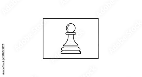 Chess Pawn Icon, Strategic Game Piece, Simple Outline Graphic