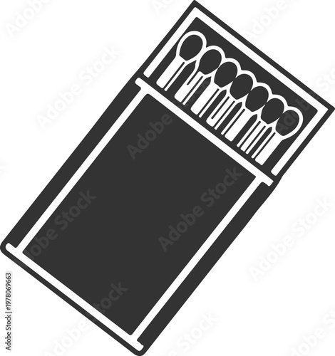 Box of matches, fire starter tool, ignition equipment, safety matchbox graphic, emergency fire graphic