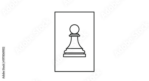 Black and White Pawn Chess Piece Icon on White Background