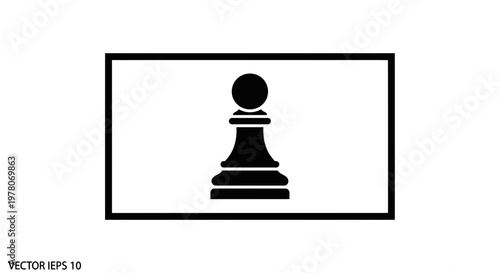 Black Chess Pawn Icon on White Background, Vector Graphic