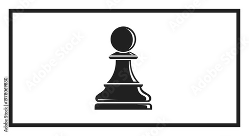 Black chess pawn silhouette on white background, strategic game piece, simple icon